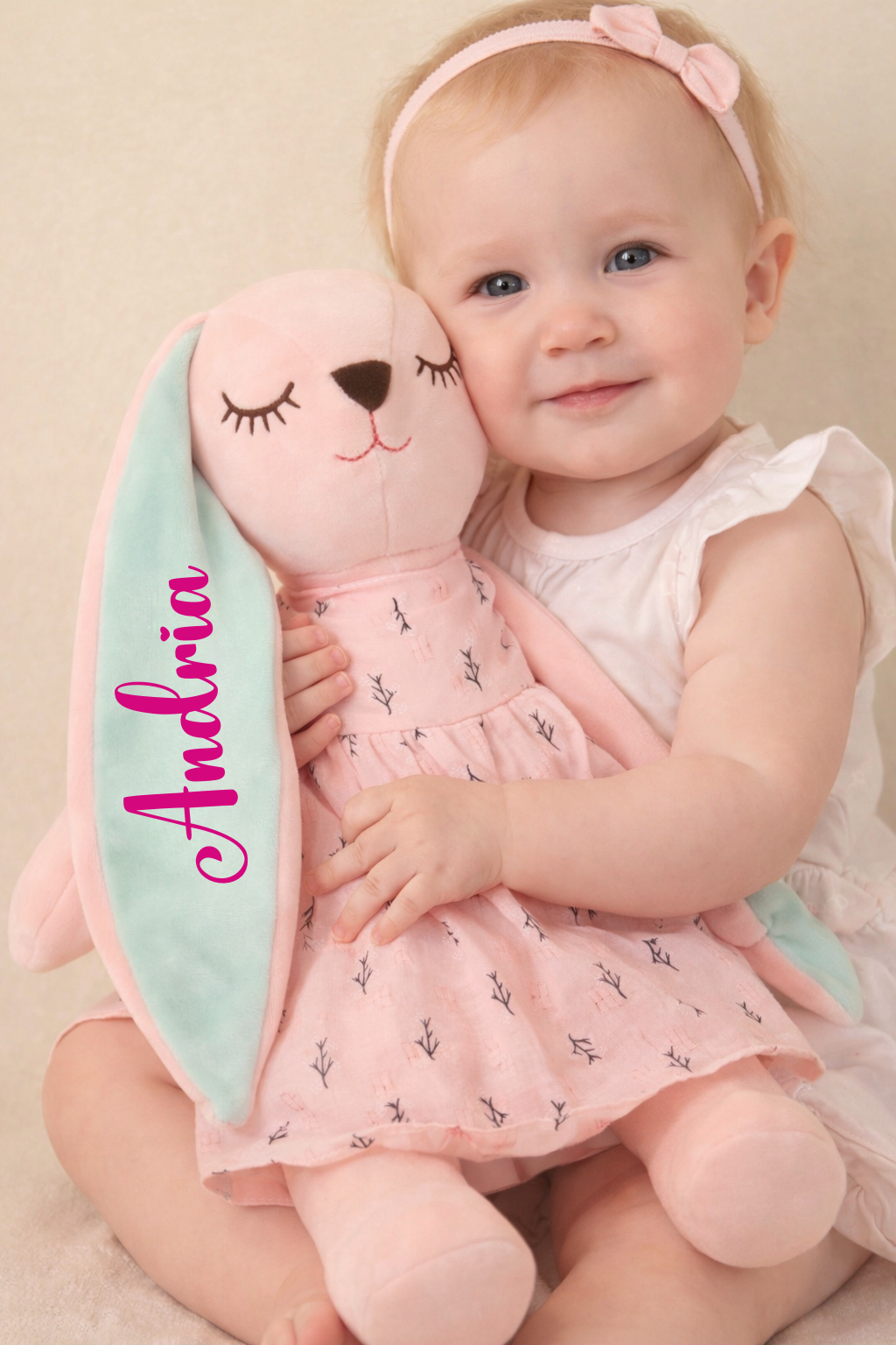 🧸 Personalised Plush Bunny with Name – Soft Baby Keepsake Toy