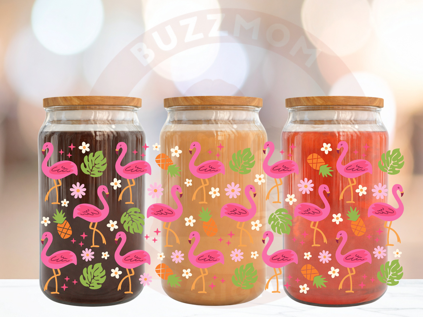 🥤 A Tropical Flamingo Tumbler with Bamboo Lid and Glass Straw