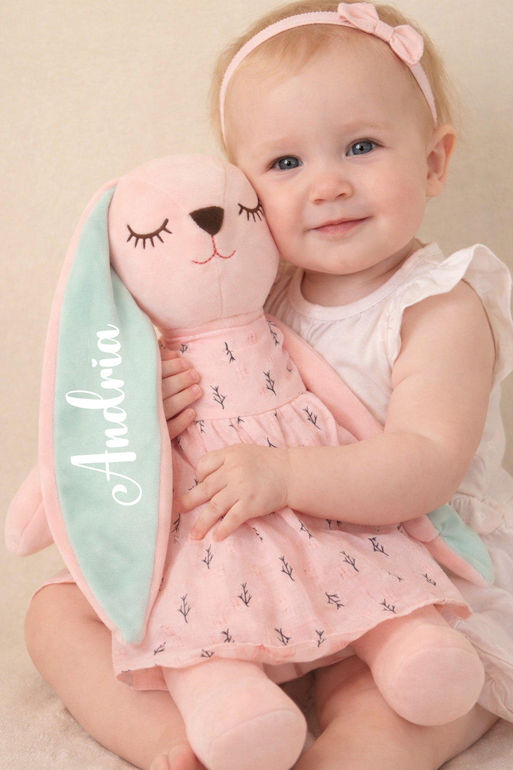 🧸 Personalised Plush Bunny with Name – Soft Baby Keepsake Toy
