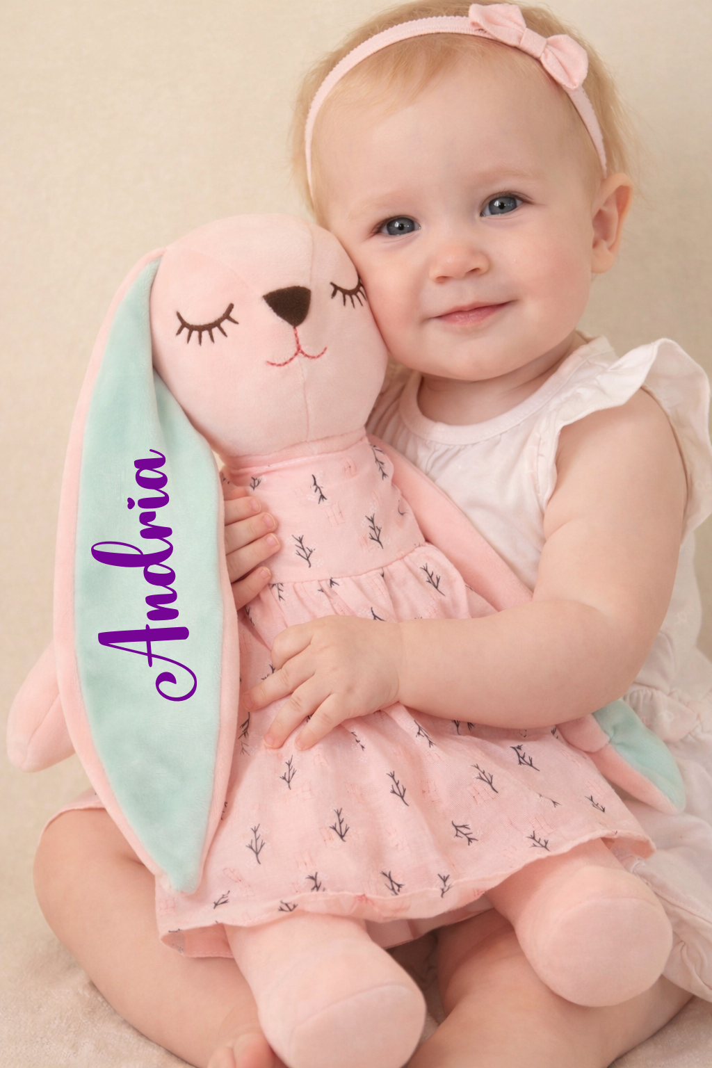🧸 Personalised Plush Bunny with Name – Soft Baby Keepsake Toy