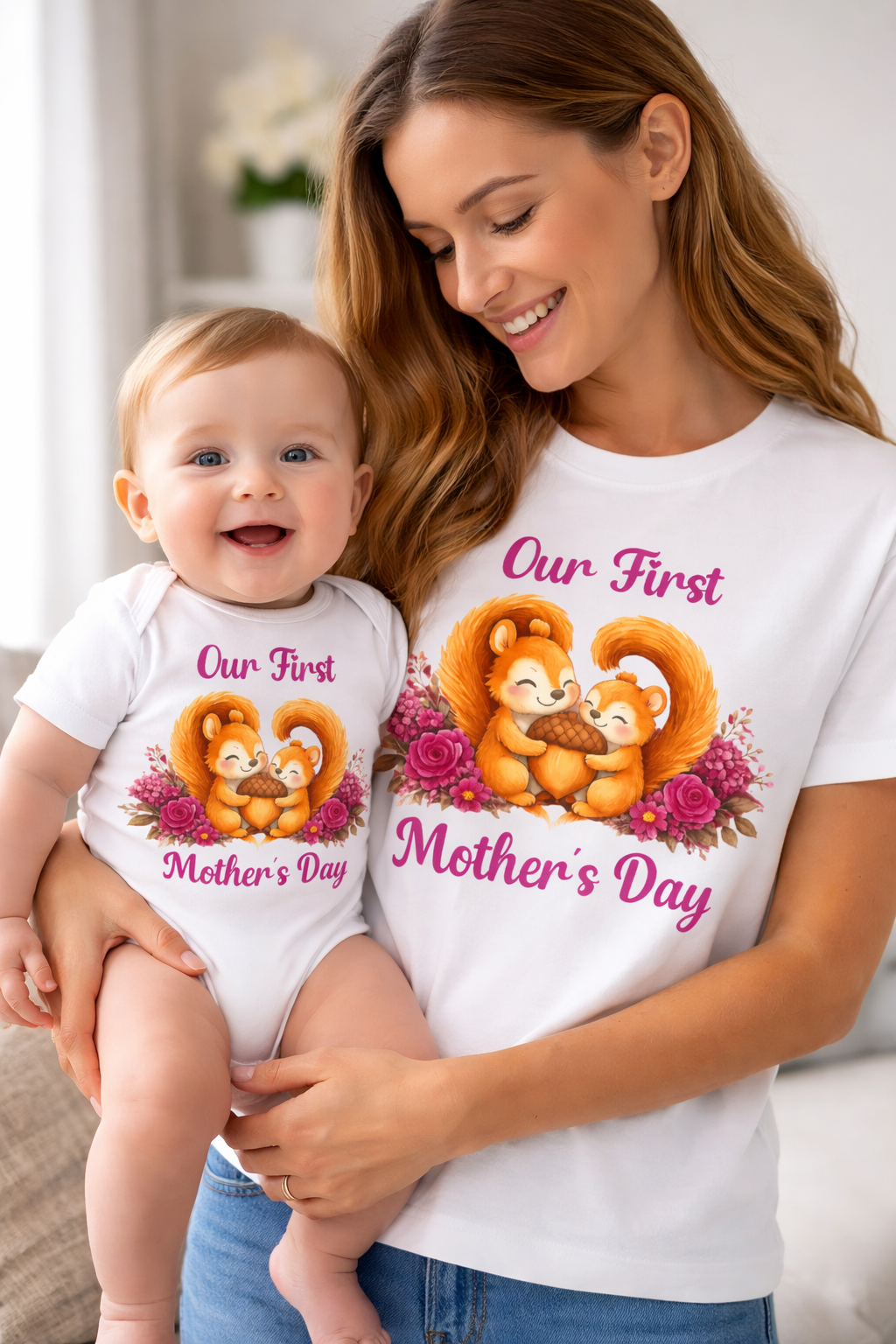 Our First Mother’s Day Matching Outfit Set – Mom & Baby Gift (T-Shirt + Bodysuit)