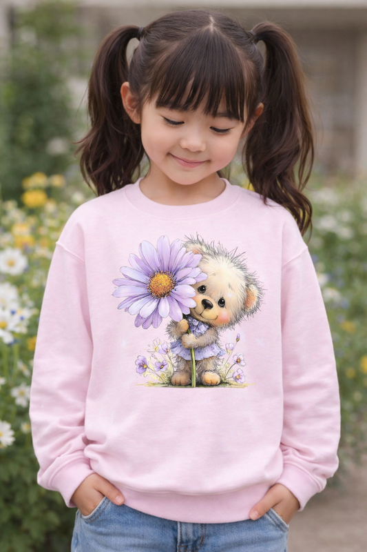 Springtime Cuteness – Daisy Bear Pink Sweatshirt