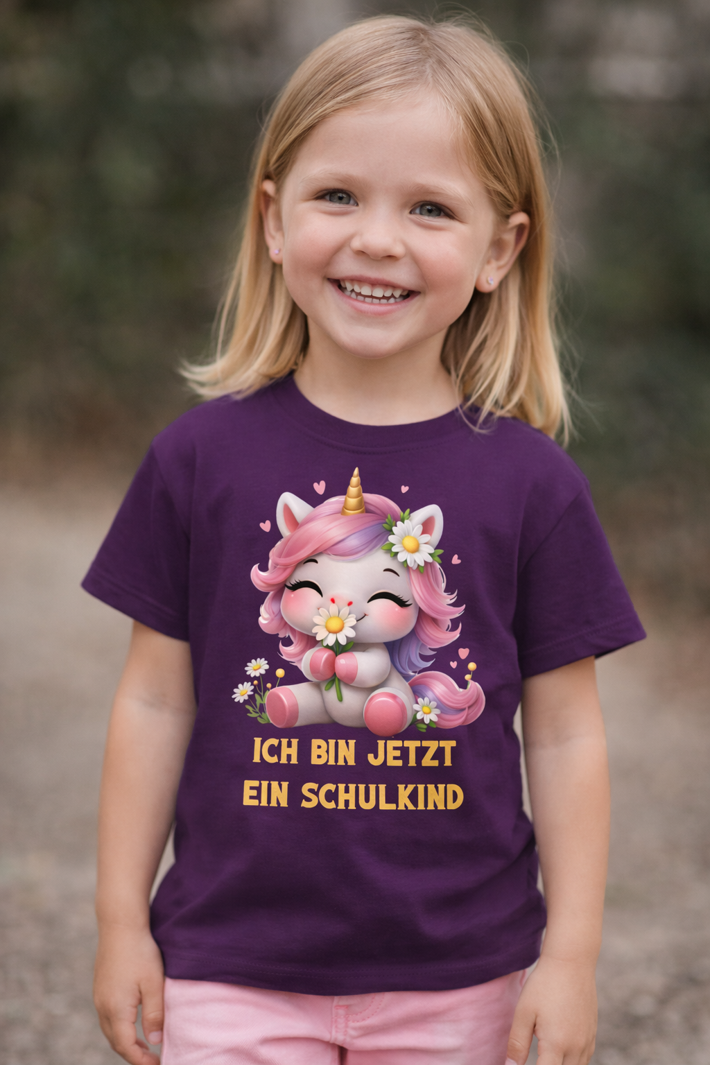 Cute Unicorn Einschulung T-Shirt – “Ich bin jetzt ein Schulkind”