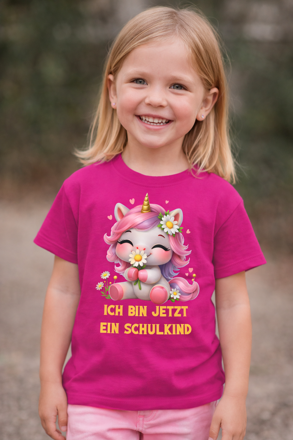 Cute Unicorn Einschulung T-Shirt – “Ich bin jetzt ein Schulkind”