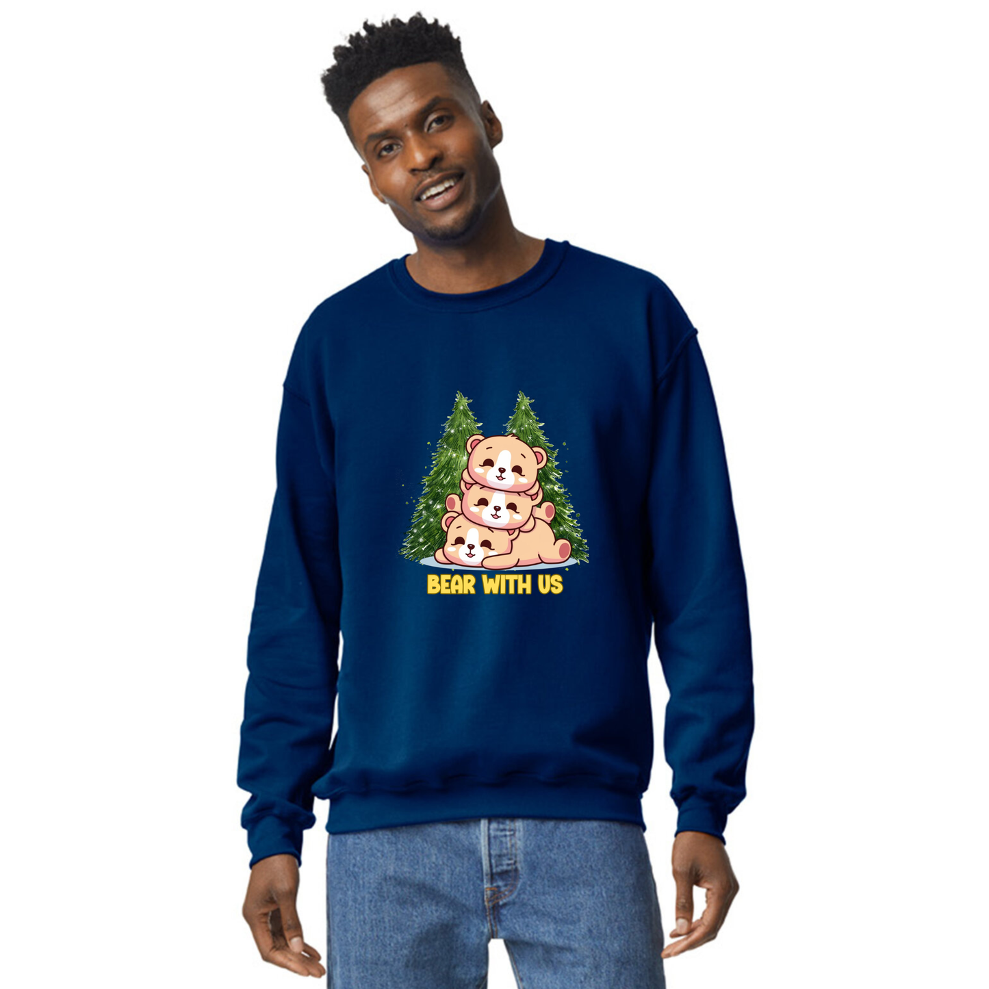 Bear With Us – Cozy Graphic Sweatshirt 🐻🌲