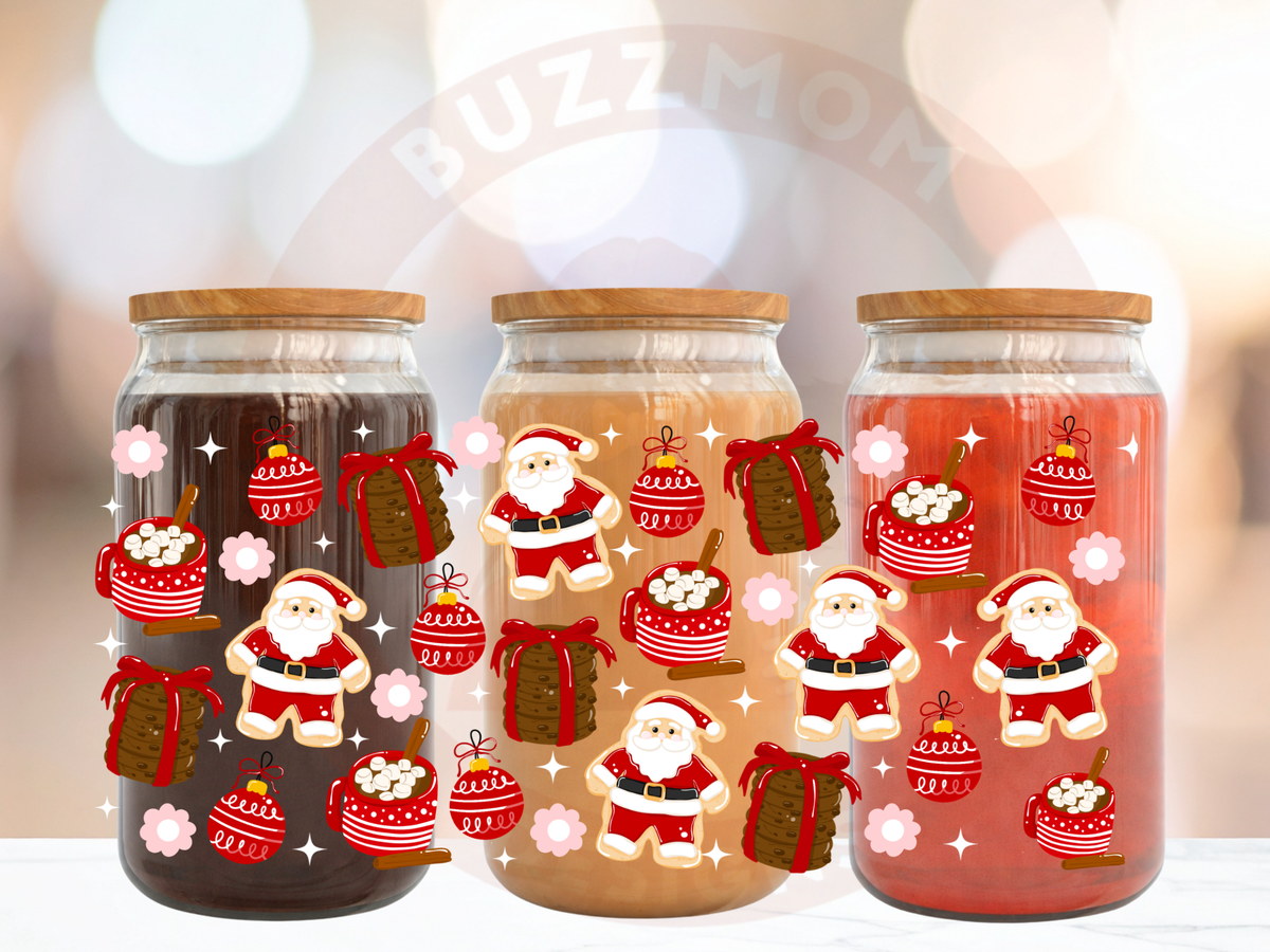 🎄✨Festive Santa & Christmas Treats Glass Tumbler ✨🎄