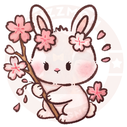Cute Sakura Bunny Sweatshirt – Kawaii Cherry Blossom Rabbit Crewneck