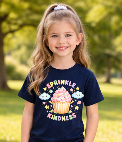 “Sprinkle Kindness” Cute Cupcake T-Shirt – Soft Kids Graphic Tee
