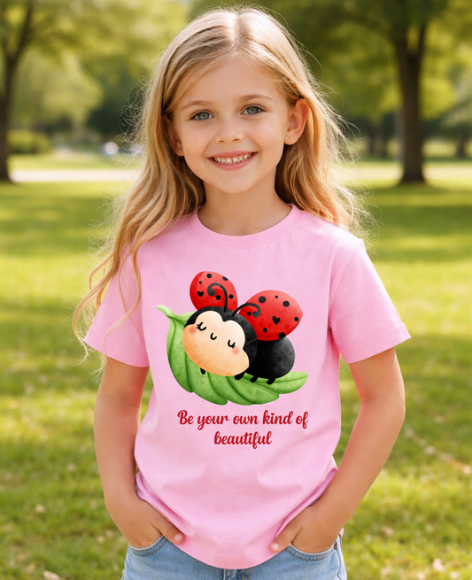 “Be Your Own Kind of Beautiful” Ladybug T-Shirt – Kids Graphic Tee